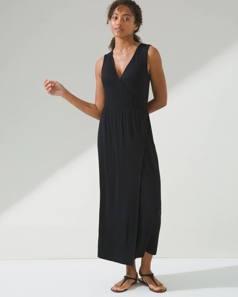 SOMA wknd | XL | Ultra-Soft Rayon Spandex Faux Wrap Drape V-Neck Midi Dress